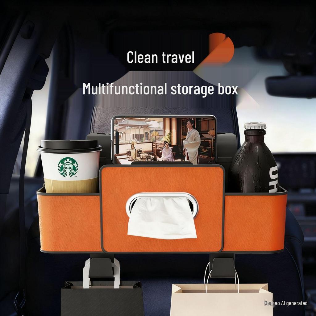 Multi-functional Car Seat Back Tissue Box & Cup Holder