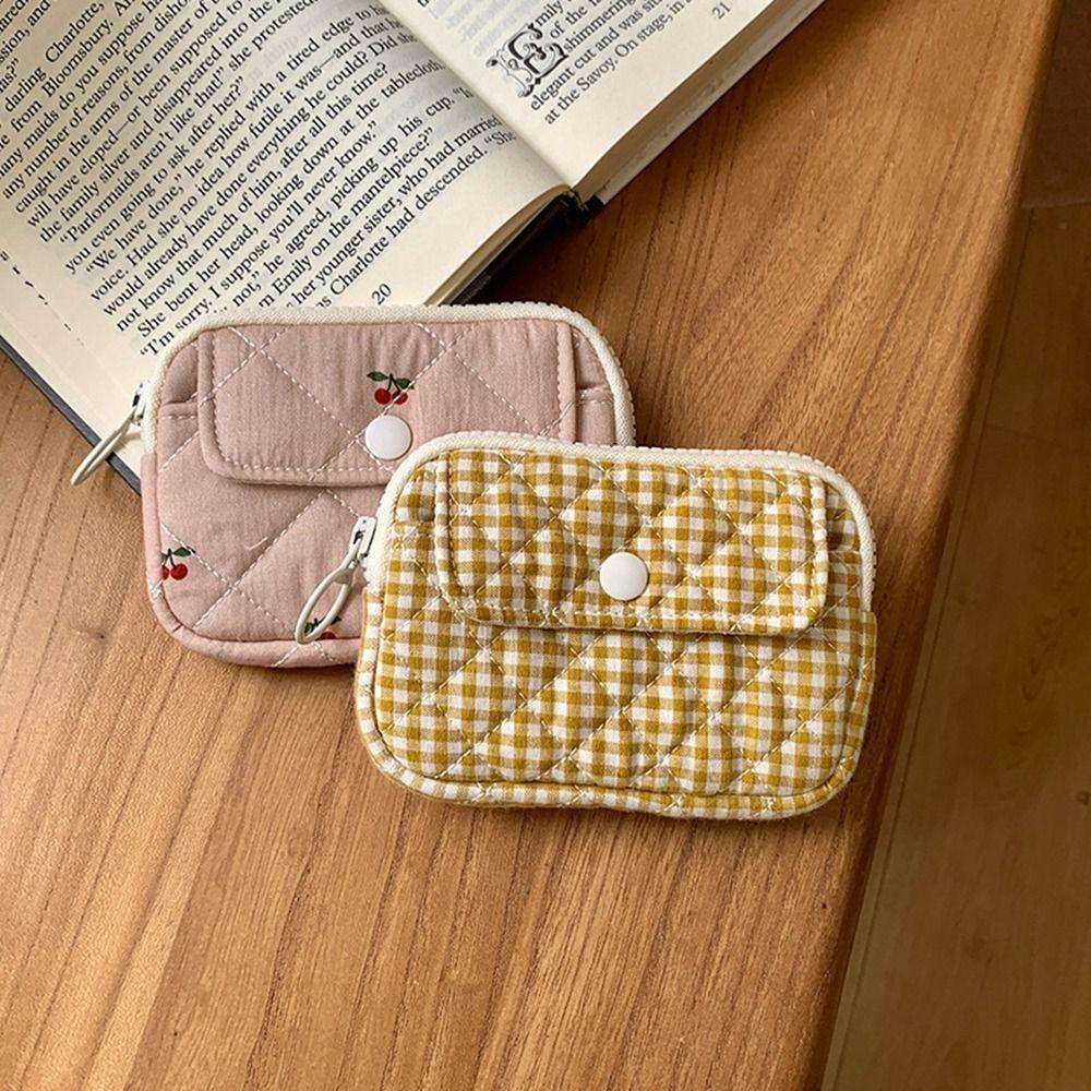 Stripe Small Makeup Lipstick Bag Large Capacity Mini Canvas Storage Bag Floral Coin Purse  Outdoor
