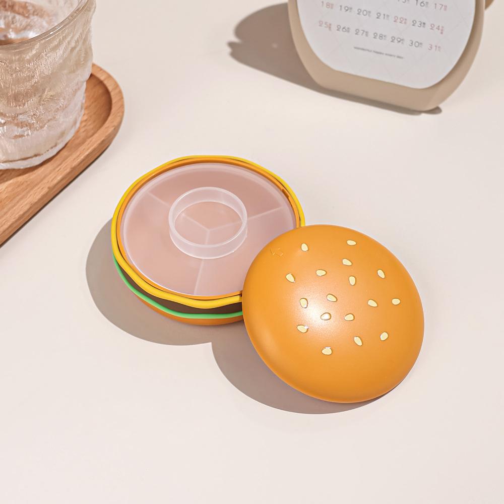 

Portable Hamburger Medicine Storage Box with 2/3/6 Compartments for Large Storage and Dust-proof Moisture-proof Sealed Storage
