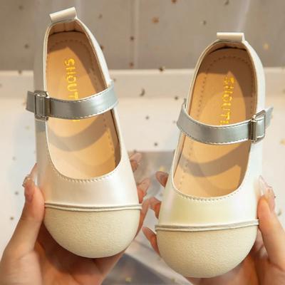 2024 Kinder Lederschuh für Mädchen Herbst Neue Mode Koreanischer Stil Weiche Sohle Lässig Schick Vielseitig Rutschfest Trendige Ballerinas