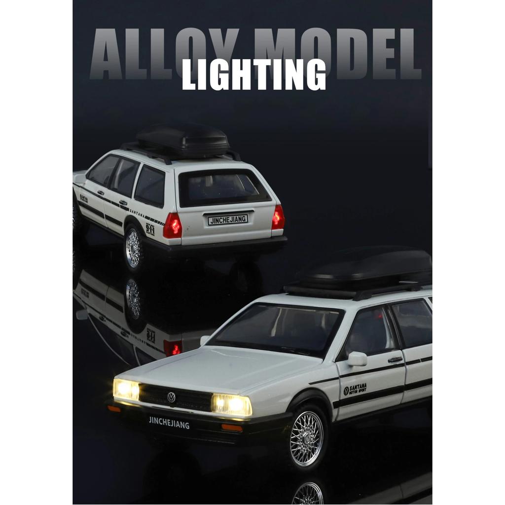 1/32 VolksWagenwerk Santana Wagon Alloy Metal Diecast Model Car Sound & Light Pull Back Classic Simulation Collection Hobby Gift