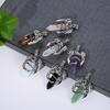 Vintage Flying Dragon Pendant Necklace with Amethyst, Rose Quartz, and Tiger Eye Gems