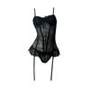 Sexy Lace Suspender Vest Women's Spring Summer Sexy Fishbone Waist Bodysuit Black Vest Onesie