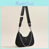 Sac à bandoulière chaîne noir classique pour femmes Sac à bandoulière hobo élégant en nylon imperméable