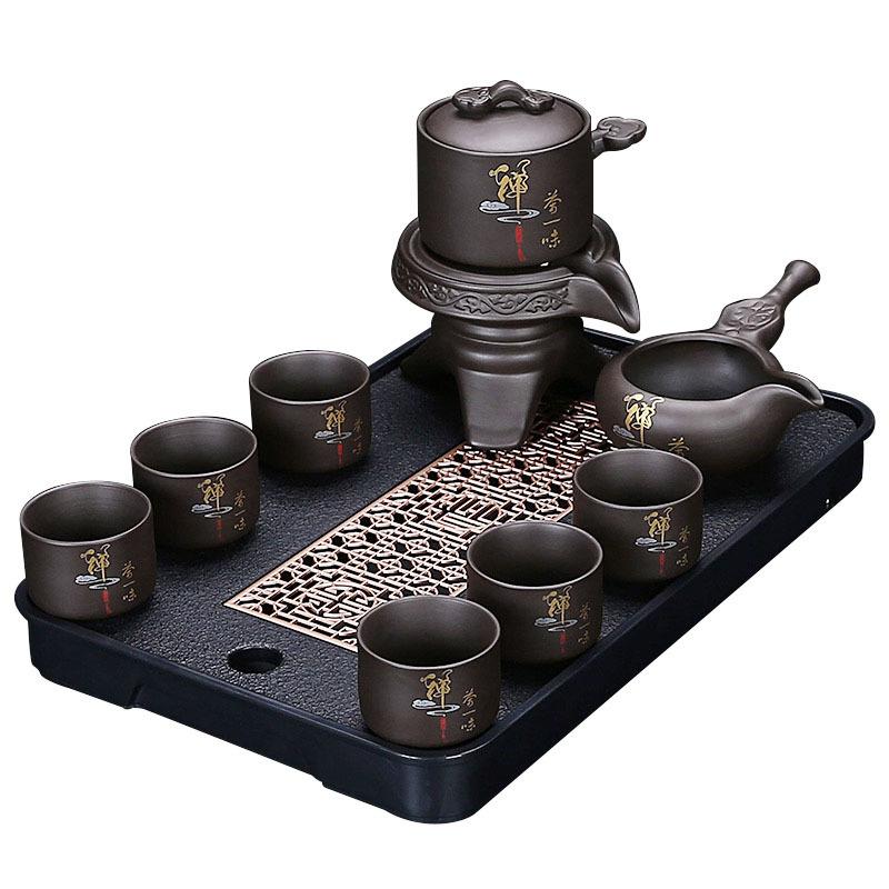 High-End Purple Sand Kung Fu Tea Set, Home Living Room Office Chinese-Style Teapot, Ceramic Cover Bowl, Teacup Gift Box