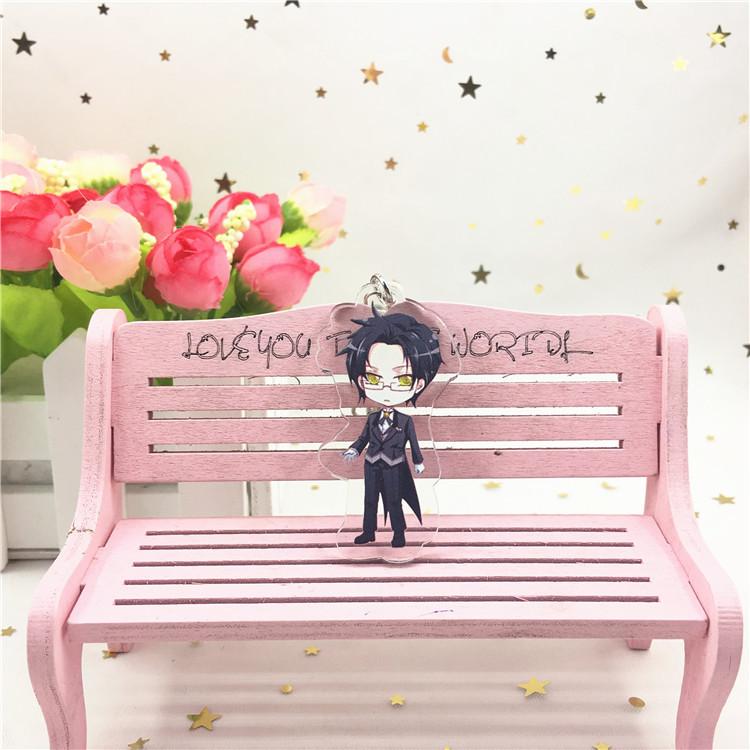 

Брелоки для ключей в стиле аниме Kuroshitsuji, персонаж мультфильма, акриловый брелок, металлический декоративный аксессуар, подарочная подвеска