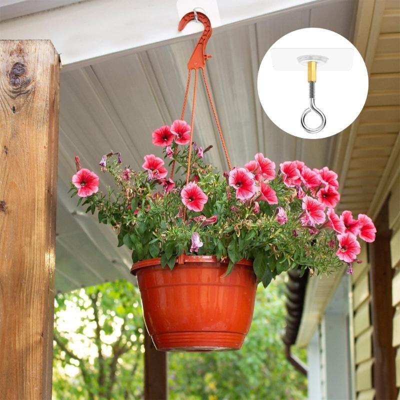 Pack Of 8 Transparent Strong Adhesive Mounting Hooks For Indoor Outdoor Decoration and Lights Plant Hanger Hook