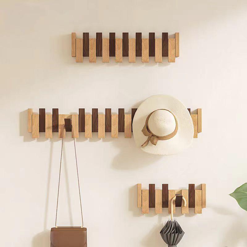 1PCS Wooden Piano Key Wall Hook - No Drill Entryway Coat Rack, Wall Mounted Shelf for Hallway Organizer, Solid Wood Door Hanger