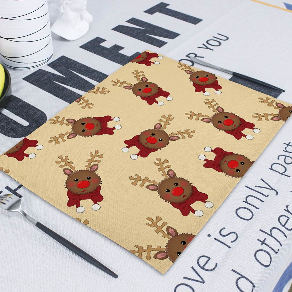 Buy Christmas Table Mat Elk Individual Placemats Coasters Set Gift Pad