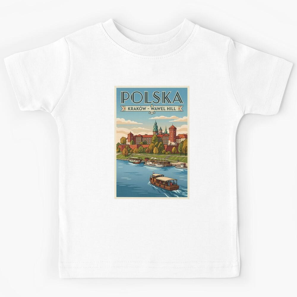 Poland Wawel Royal Castle Illustration Travel Art Vintage Kids T-Shirt 160
