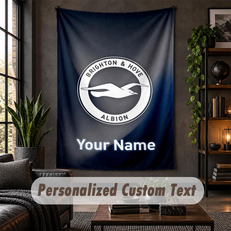 Wall Tapestry Brighton & Hove Albion Football Print Custom Name Text Wall Hanging Home Decor