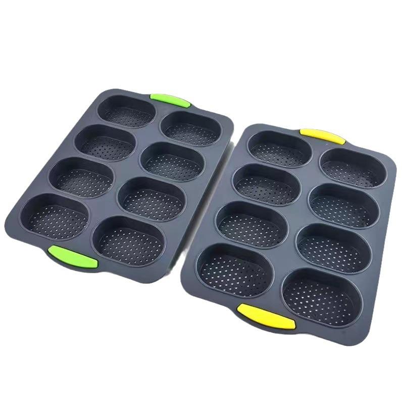 Stampo per Torta Ovale in Silicone per Uso Alimentare - Strumento per la Cottura del Pane Francese Antiaderente a 8 Griglie.