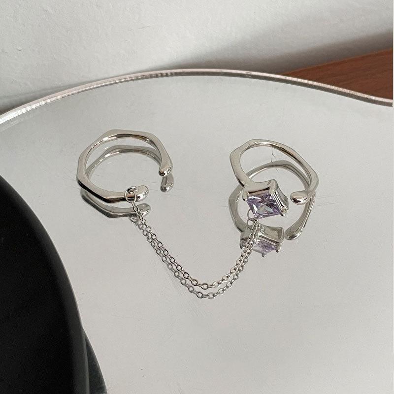 

Квадратное фиолетовое изысканное кольцо для женщин, регулируемое, из белого золота, модное, эффектное