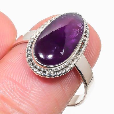 Natural Amethyst Gemstone Handmade 925 Solid Sterling Silver Gift Ring S.9 B5i81