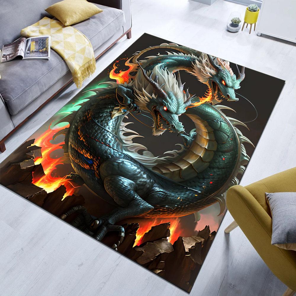 Dragon Printed Area Rug,Anti-slip and Durable Floor Mat,Suitable for Office,Hotel Floor Decor,Kitchen,Home Decor,Living Room,Bed