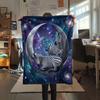 1PC Giraffe Moon Night New Patterned Flannel Blanket High quality All Seasons for Lunch Break Warmth and Comfort Halloween Gifts Ideal Gift