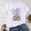 Fashion Disney Watercolor Stitch Graphic Printed T-shirt Summer Female Casual Short Sleeve Tops Tees Clothing Harajuku T Shirt