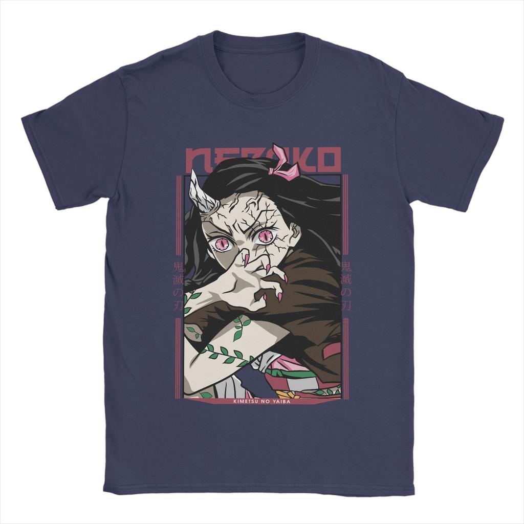 Men Anime Demon Slayer Nezuko T Shirt  100% Cotton Clothes Crazy Short Sleeve Round Collar Tees Big Size T-Shirt