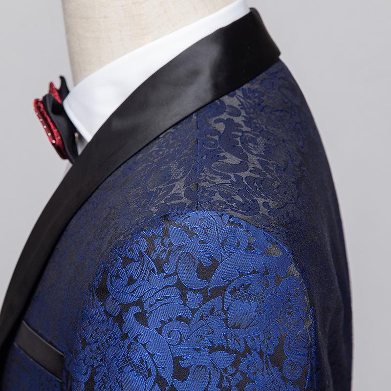 Men's Cross-border Hot-selling Jacquard Two-piece Evening & Business Casual Suit.