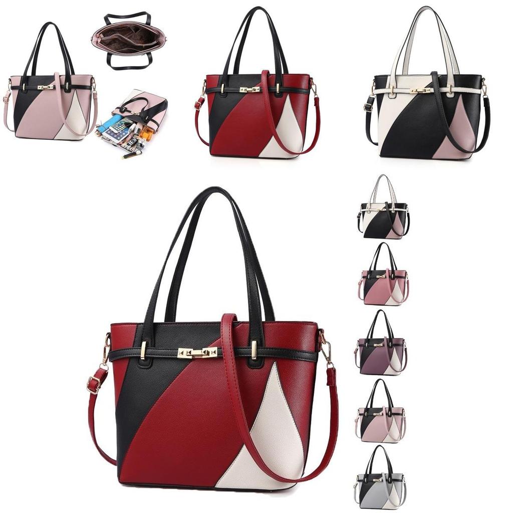 Elegant Pu Patchwork Leather Handbags For Women With Multifunctional Design