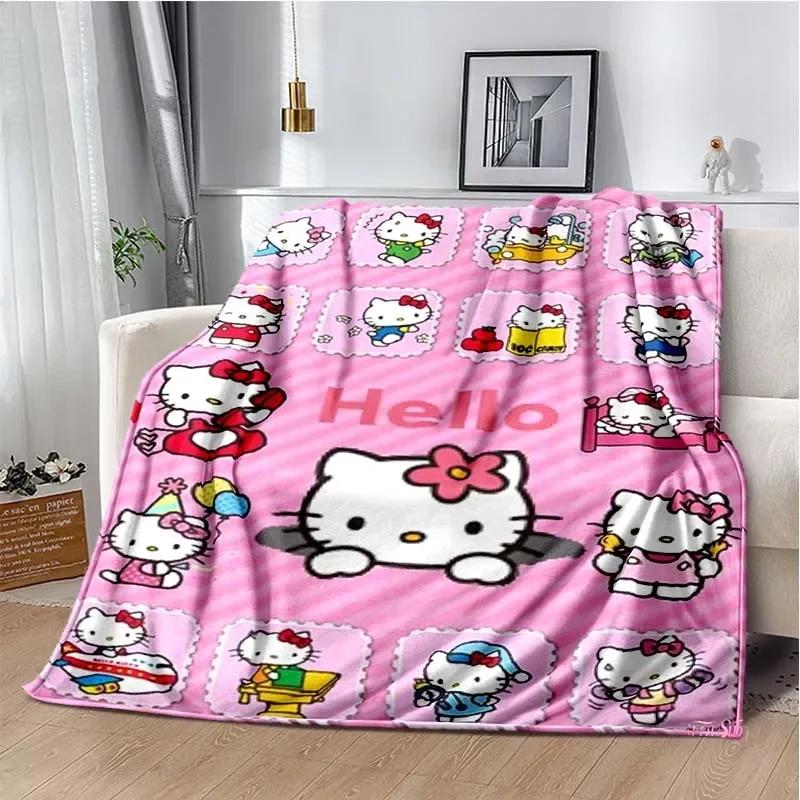 HelloKitty Cartoon Anime Kawaii Blanket for Kids Super Soft Cute Blanket for Travel Bedding Couch Sofa Bed Blanket Birthday Gift
