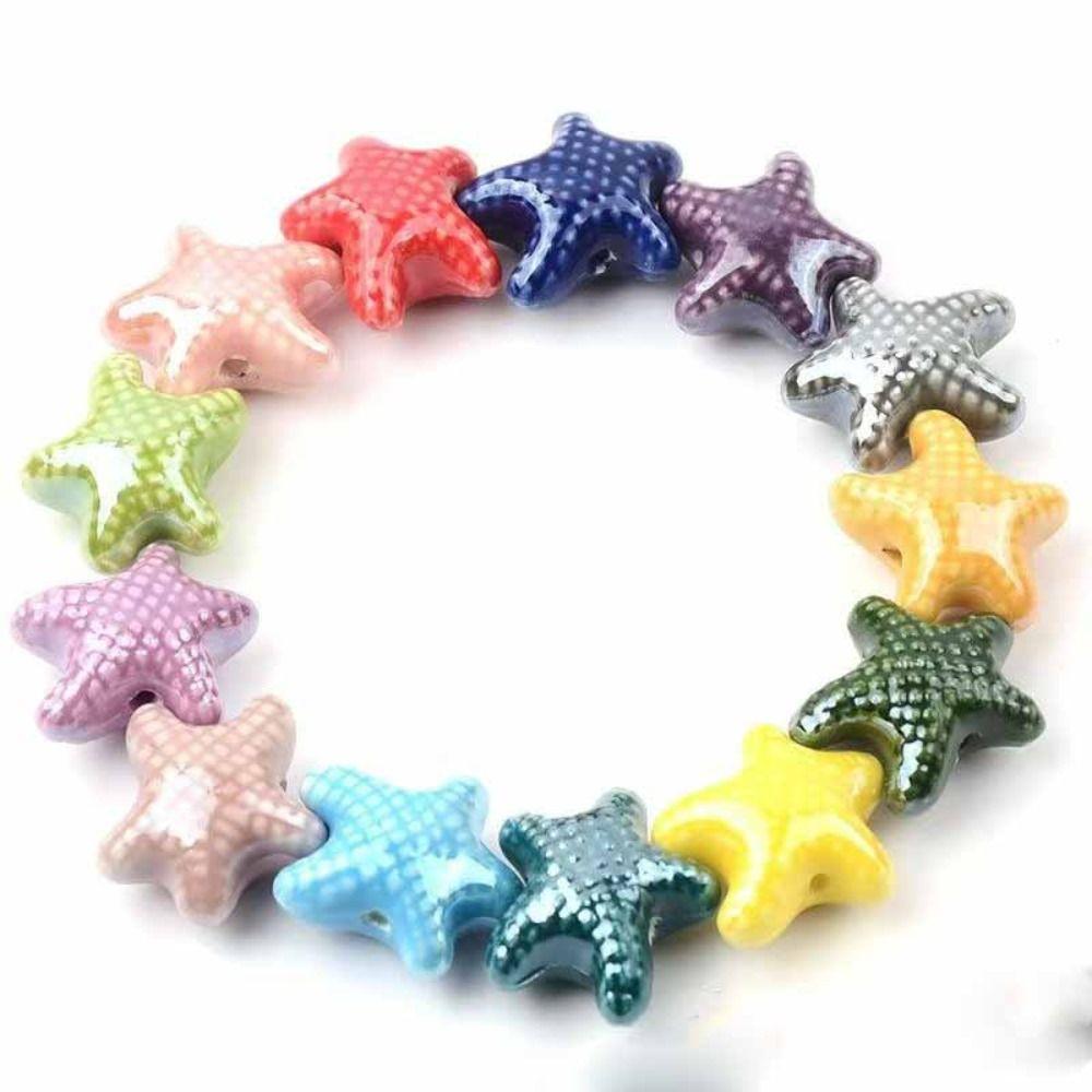 20pcs Ceramic Ceramic Spacer Loose Beads Fresh Color Jewelry Making Material Starfish Bead  Student