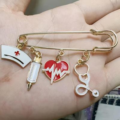 Broche Médicale Élégante en Alliage: Badge Professionnel d'Infirmier et de Médecin