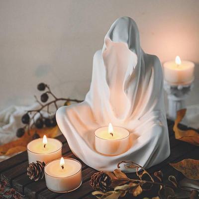 Ghost Wizard Scented Candle Decoration Candle Holder Handmade Plaster Mould DIY Prayer Wizard Candlestick Art Tray Silicone Mold