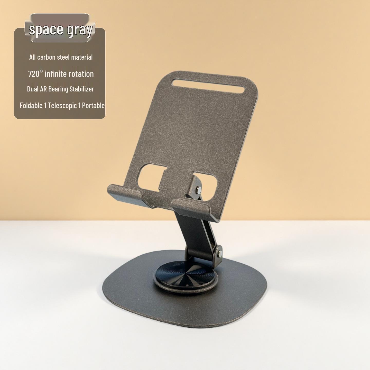 Walnut Grain Rotating Mobile & Tablet Holder - Folding, Portable, Desktop Stand for Live Broadcasts