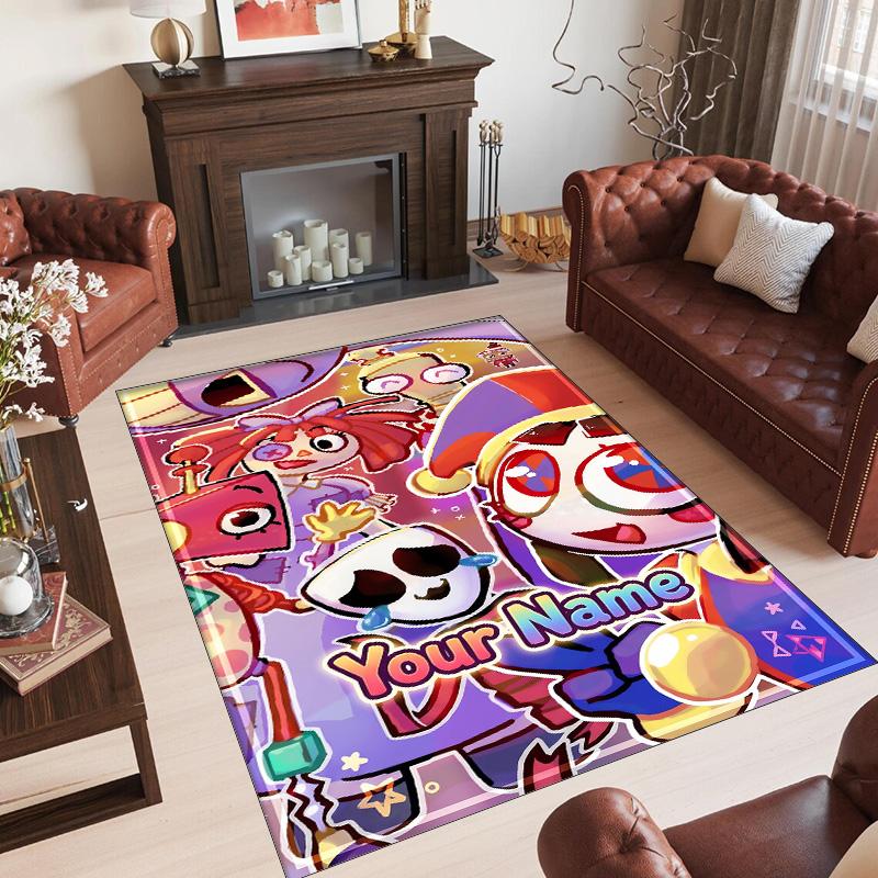 Personalized Crystal Velvet Carpet Custom Name Text,The Amazing Digital Circus Anti Slip Area Rug For Home Decoration