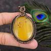 Yellow Fluorite Gemstone Copper Wire Wrap Jewelry Pendant 2.76