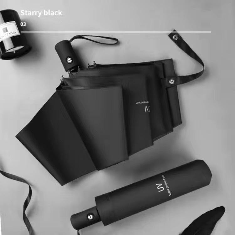 UV Black Glue Automatic Three-Fold Sun/Rain Dual-Use Umbrella with Logo Printing - Sun Protection & Rain Shield