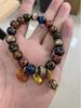 Multicolored Incense Ash Glazed Handcrafted Beaded Bracelet with Swallowing Gold Beast Design for Five-Color Benming Year