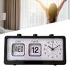 Desk Table Alarm Clock Manual Jump Calendar Desktop Alarm Clock for Study Room Office Black