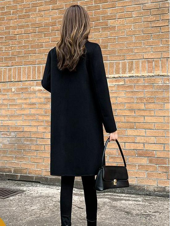 Women's Slim Fit Double-Faced Cashmere Wool Coat, 2024 High-End, Small Sizes Available