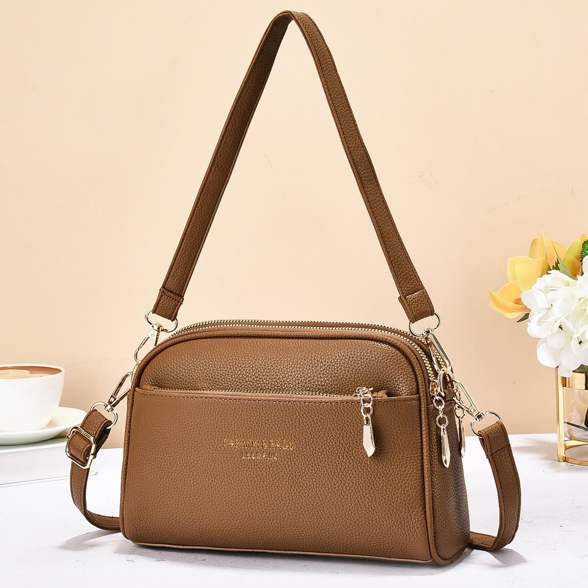 

Корейская версия большой вместимости, легкая, роскошная, высококачественная, мягкая, прочная, модная, изысканная, легкая, для поездок, для улицы, через плечо коричневый