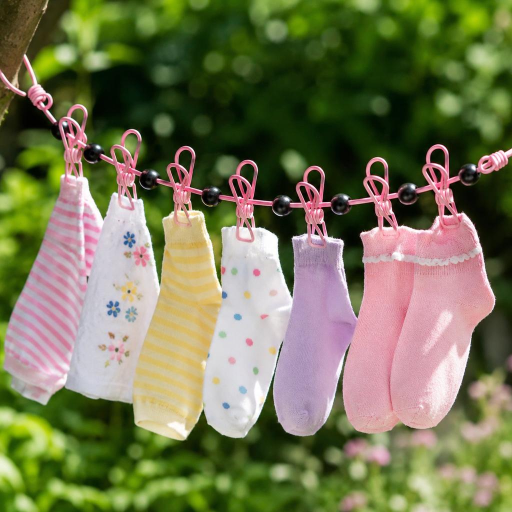 Portable Travel Clothesline with Hooks and Clips 1 8 Meters Length Adjustable Hanging Rope for Outdoor Indoor Use