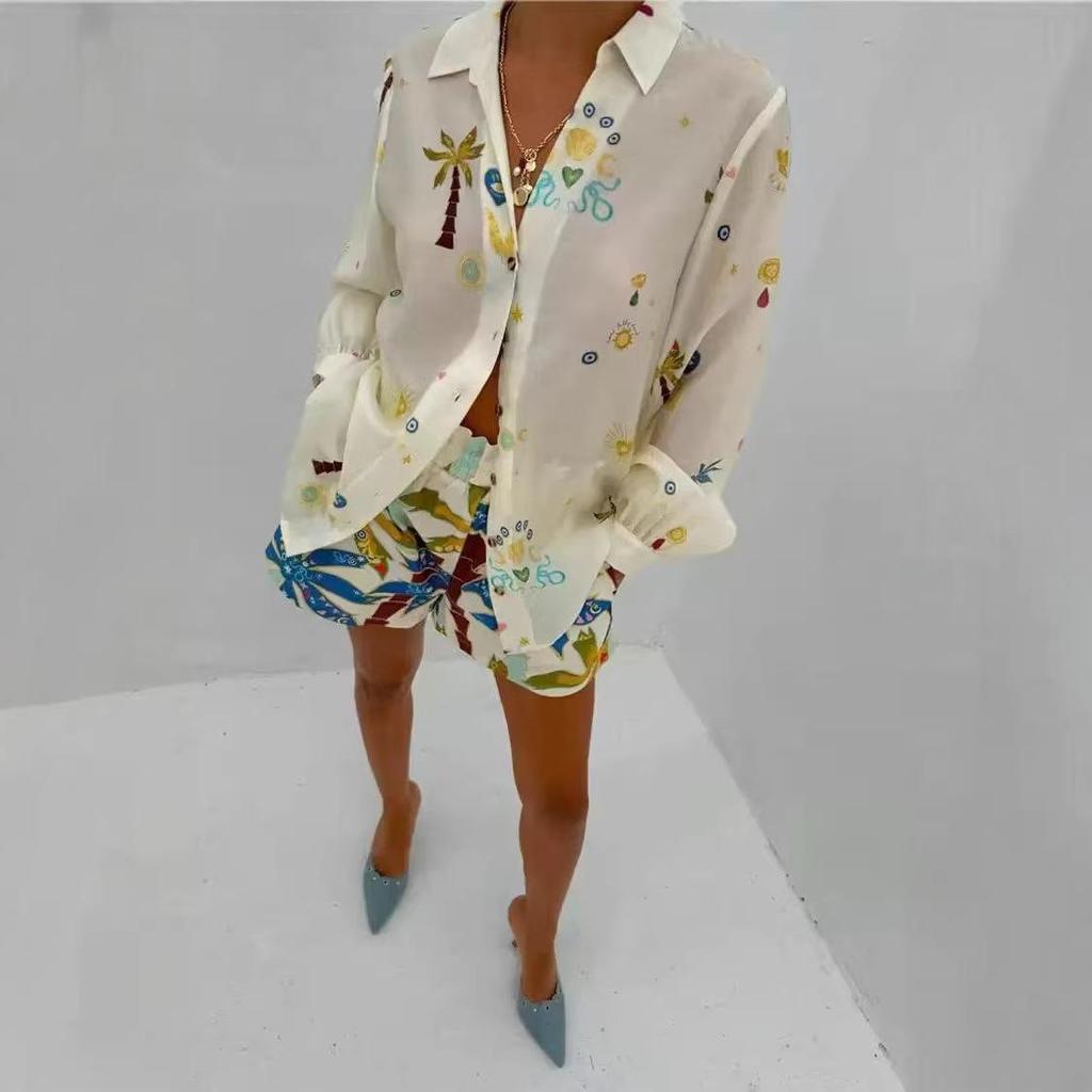 2025 Cross-Border Casual Fashion Linen Shirt and Shorts Set