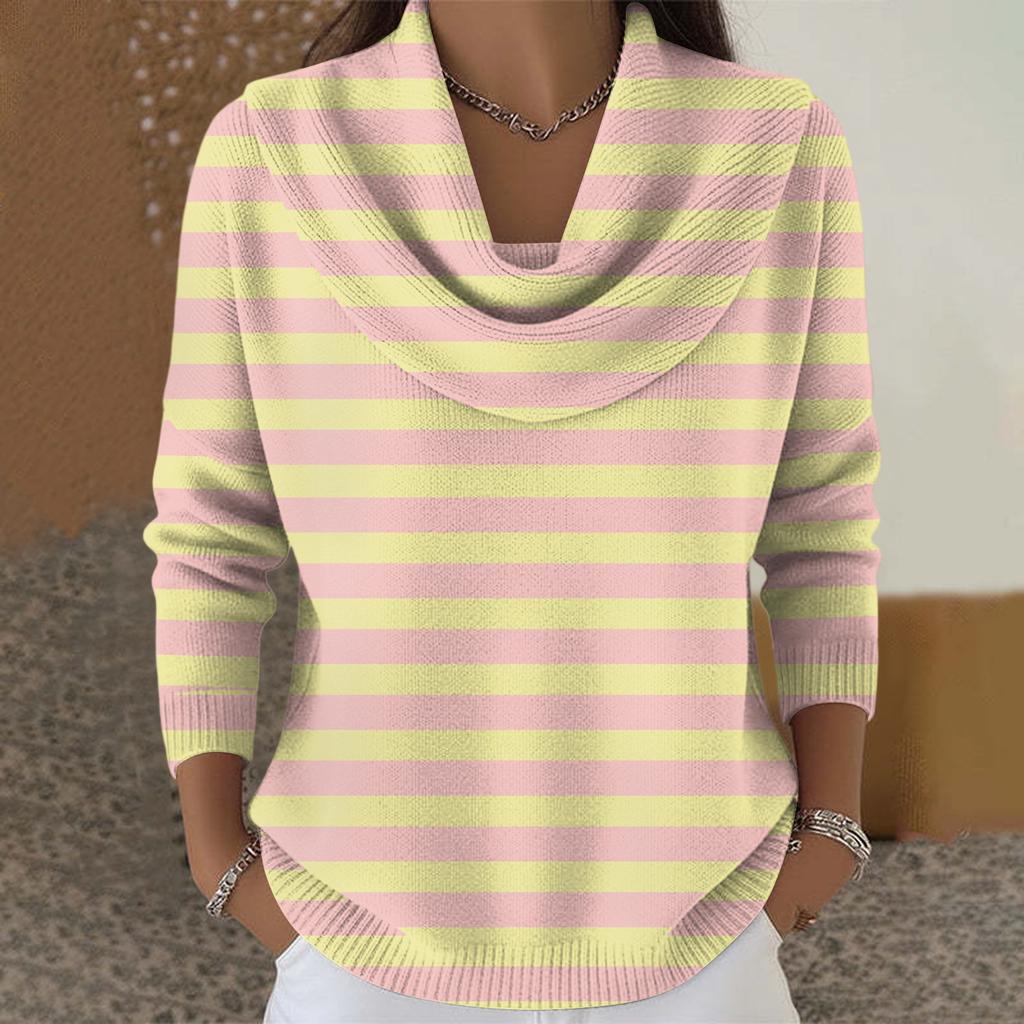 סוודר עליון לנשים, קז'ואל ואופנתי, צווארון עגול, שרוולים ארוכים, מודפס