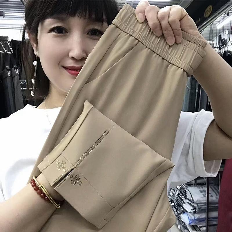 

Artistic Retro Hong Kong Style High-Elastane Nine-Point Straight-Leg Women s Pants M
