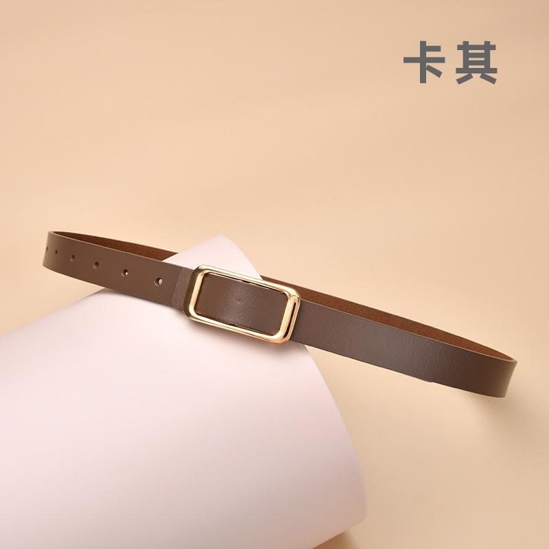 New Women'S Round Buckle Hollow Belt Jeans Decorative Belt Waist Seal Versatile Genuine Cowhide Women'S Smooth Buckle Belt