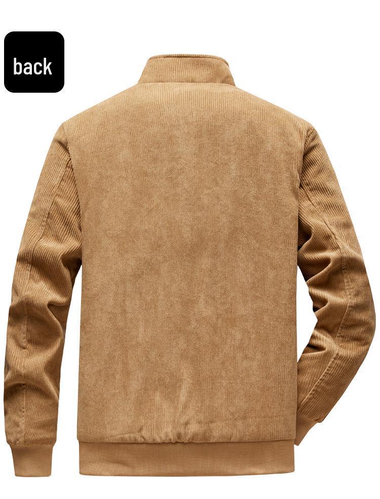Men's Retro Corduroy Lambswool Jacket - Winter Warm Stand Collar, Mid-weight, Casual Style