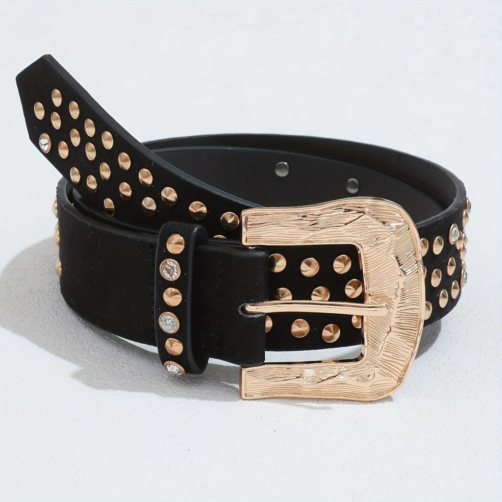 New Women's Belt Fashion Embedding Rhinestone Round Rivet Bel Versatile Fashion Soft PU Leather Belt Jeans Punk Rock Y2K Belt
