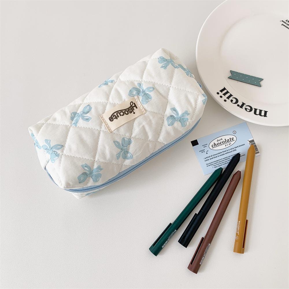 Bowknot Pen Bag Large Capacity Cosmetic Bag Portable Stationery Storage Bag  Gift