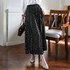 Damska Spódnica Elastyczna Wysoki Stan Linia A Maxi Wyszczuplająca Szeroki Dół Kropki Plisowana Długa Spódnica Codzienna Do Pracy Rekreacyjna