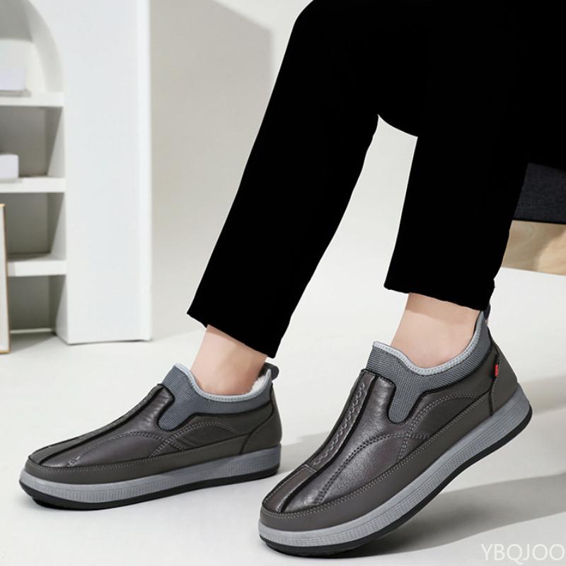 Winter Men's Warm Thick Soled Cotton Shoes Plush Work Shoes Waterproof and Comfortable Outdoor Shoes Casual Vulcanized Shoes