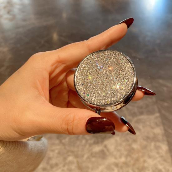 Portable Pill Box Medicine Organizer with Sparkling Rhinestones Dustproof Compact Design Pill Tablet Storage Holder
