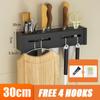 Stainless Steel Kitchen Storage Rack Wall-mounted Multifunctional Storage Knife Rack with Multiple Brackets and Hooks