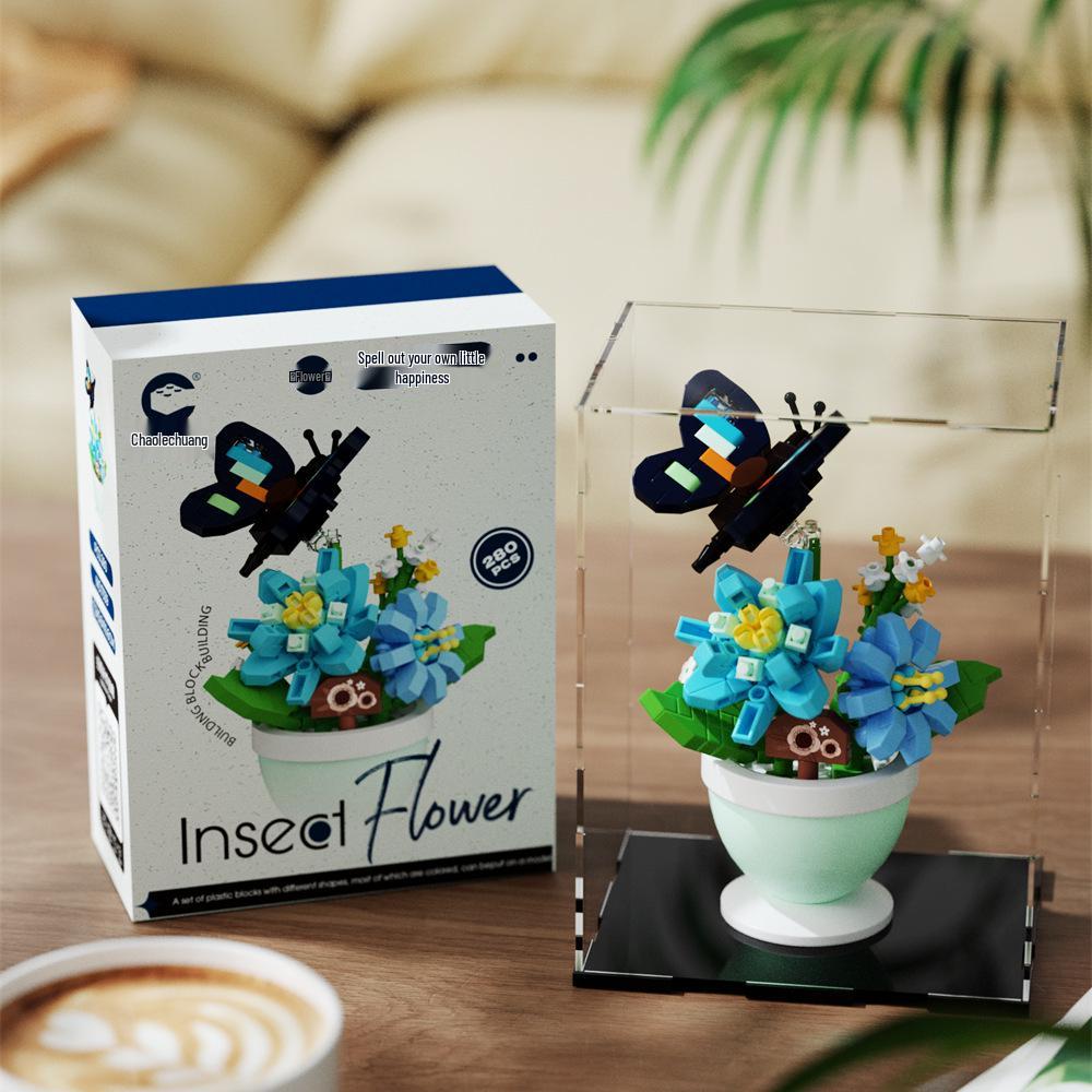 Flower Fairy Sunflower Butterfly Building Blocks - Compatible with Lego, Small Parts, Assembled Ornaments.