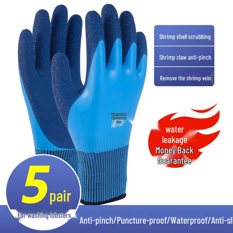 Anti-Slip Waterproof Gloves for Seafood Handling: Protects Against Crayfish, Shrimp, Crab, Fish Bites & Pricks
